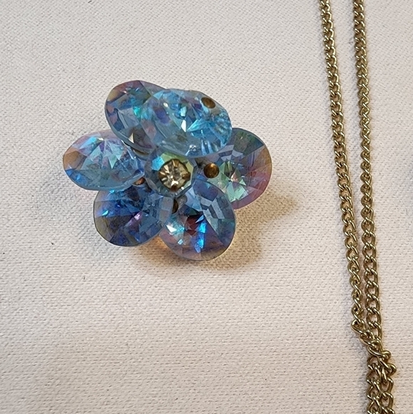 SKY BLUE RIVOLI EARRINGS and NECKLACE set - Picture 8 of 10